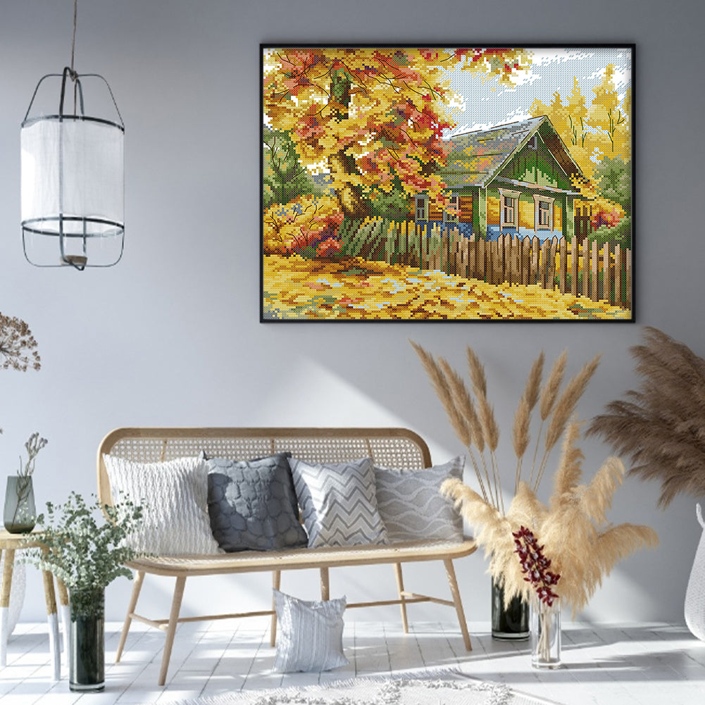 Autumn Cabin - 14CT Stamped Cross Stitch 36*30CM£¨Joy Sunday£©