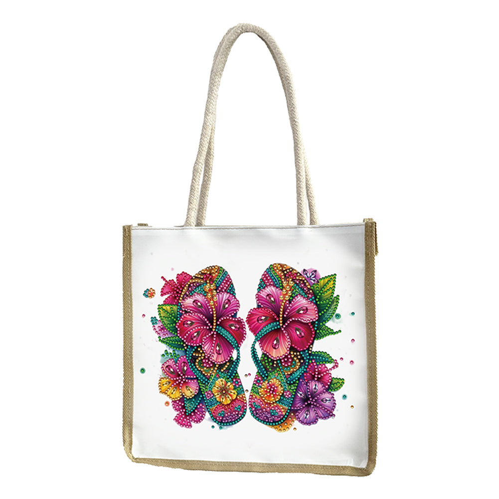 5D Diamond Painting Handbag DIY Linen Shopping Storage Bag Reusable Grocery Bag