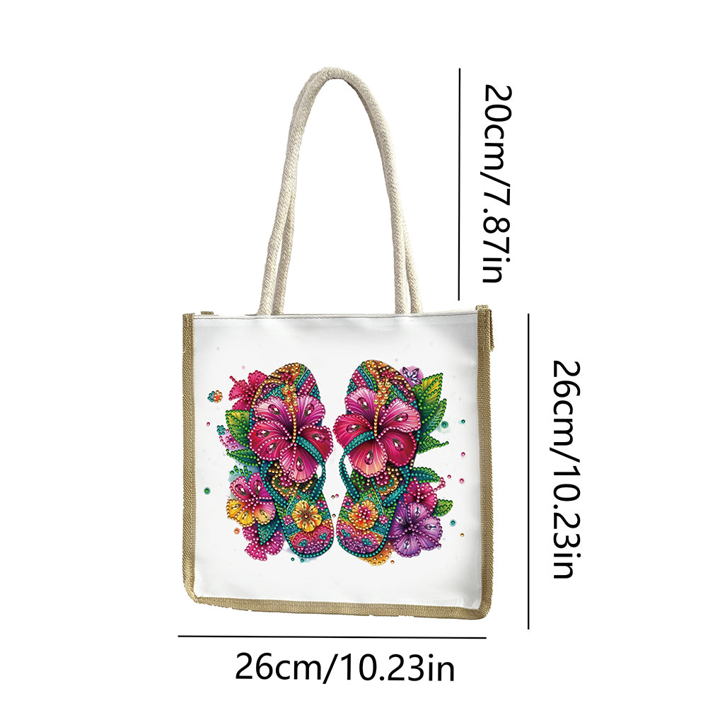 5D Diamond Painting Handbag DIY Linen Shopping Storage Bag Reusable Grocery Bag