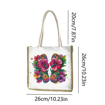 5D Diamond Painting Handbag DIY Linen Shopping Storage Bag Reusable Grocery Bag