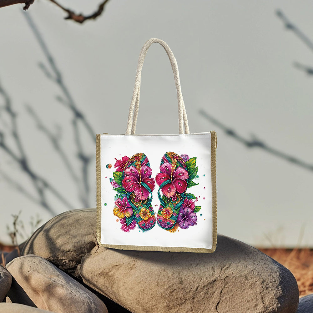 5D Diamond Painting Handbag DIY Linen Shopping Storage Bag Reusable Grocery Bag