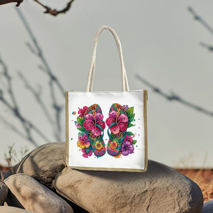 5D Diamond Painting Handbag DIY Linen Shopping Storage Bag Reusable Grocery Bag