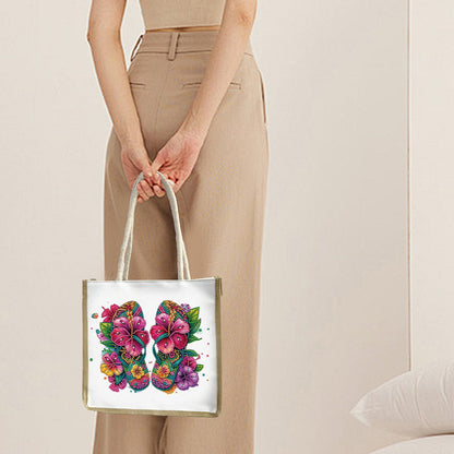 5D Diamond Painting Handbag DIY Linen Shopping Storage Bag Reusable Grocery Bag
