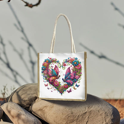 5D Diamond Painting Handbag DIY Linen Shopping Storage Bag Reusable Grocery Bag