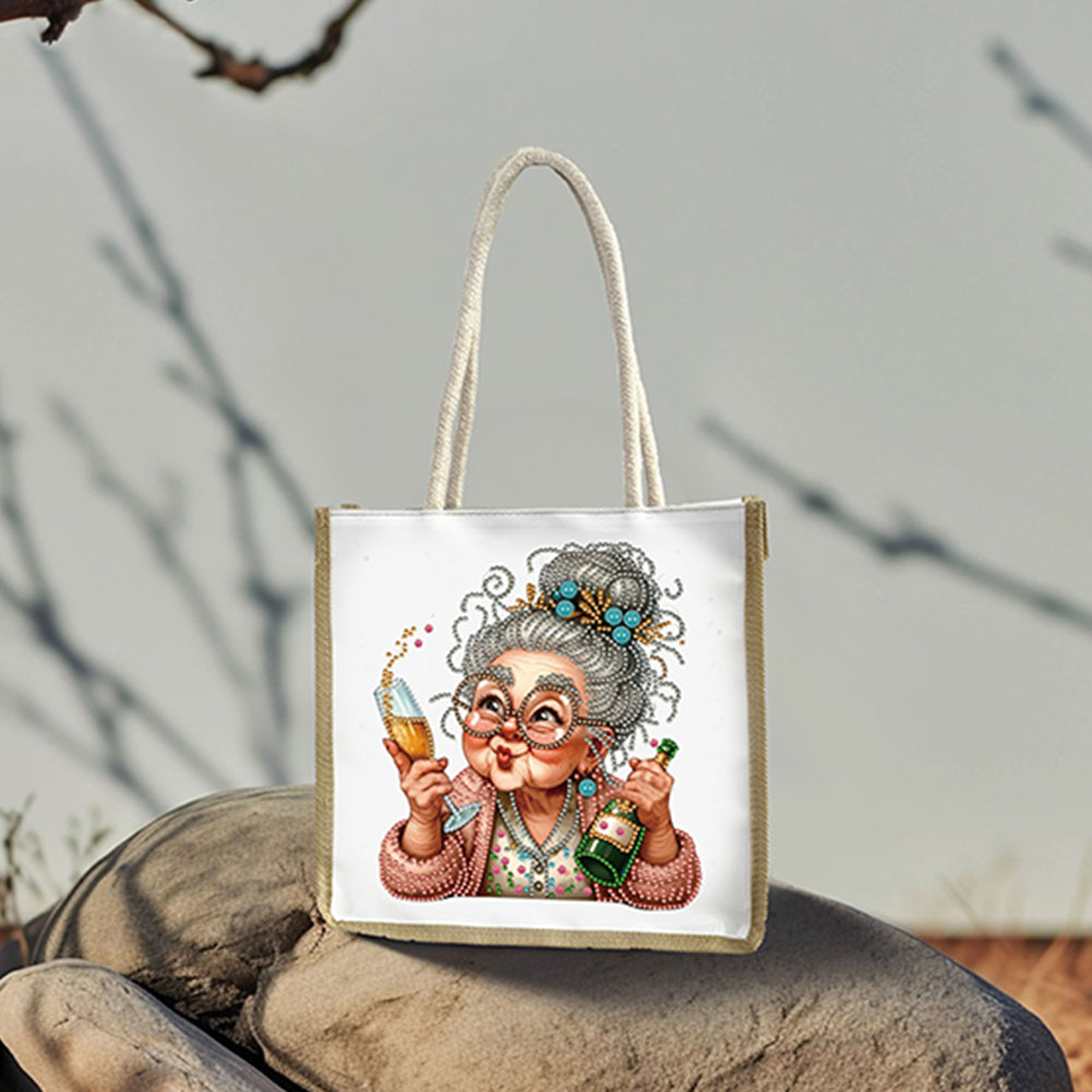 5D Diamond Painting Handbag DIY Linen Shopping Storage Bag Reusable Grocery Bag