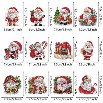 12Pcs Christmas Diamond Painting Keychain Rhinestone Painting Keychain Pendant