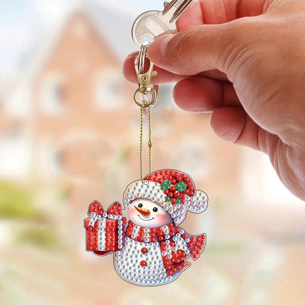 12Pcs Christmas Diamond Painting Keychain Rhinestone Painting Keychain Pendant