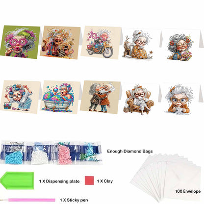 6/10/12 PCS DIY Diamond Art Greeting Cards Thank You Cards and Holiday Blessings