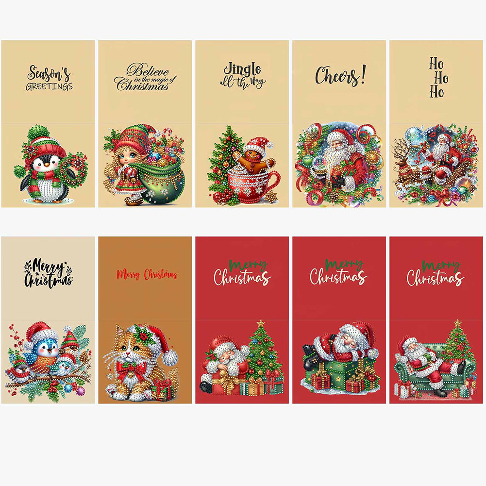6/10/12 PCS DIY Diamond Art Greeting Cards Thank You Cards and Holiday Blessings