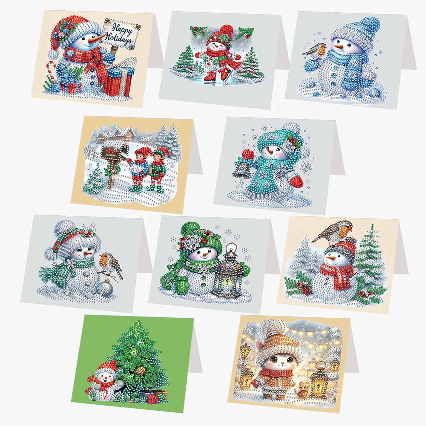 6/10/12 PCS DIY Diamond Art Greeting Cards Thank You Cards and Holiday Blessings