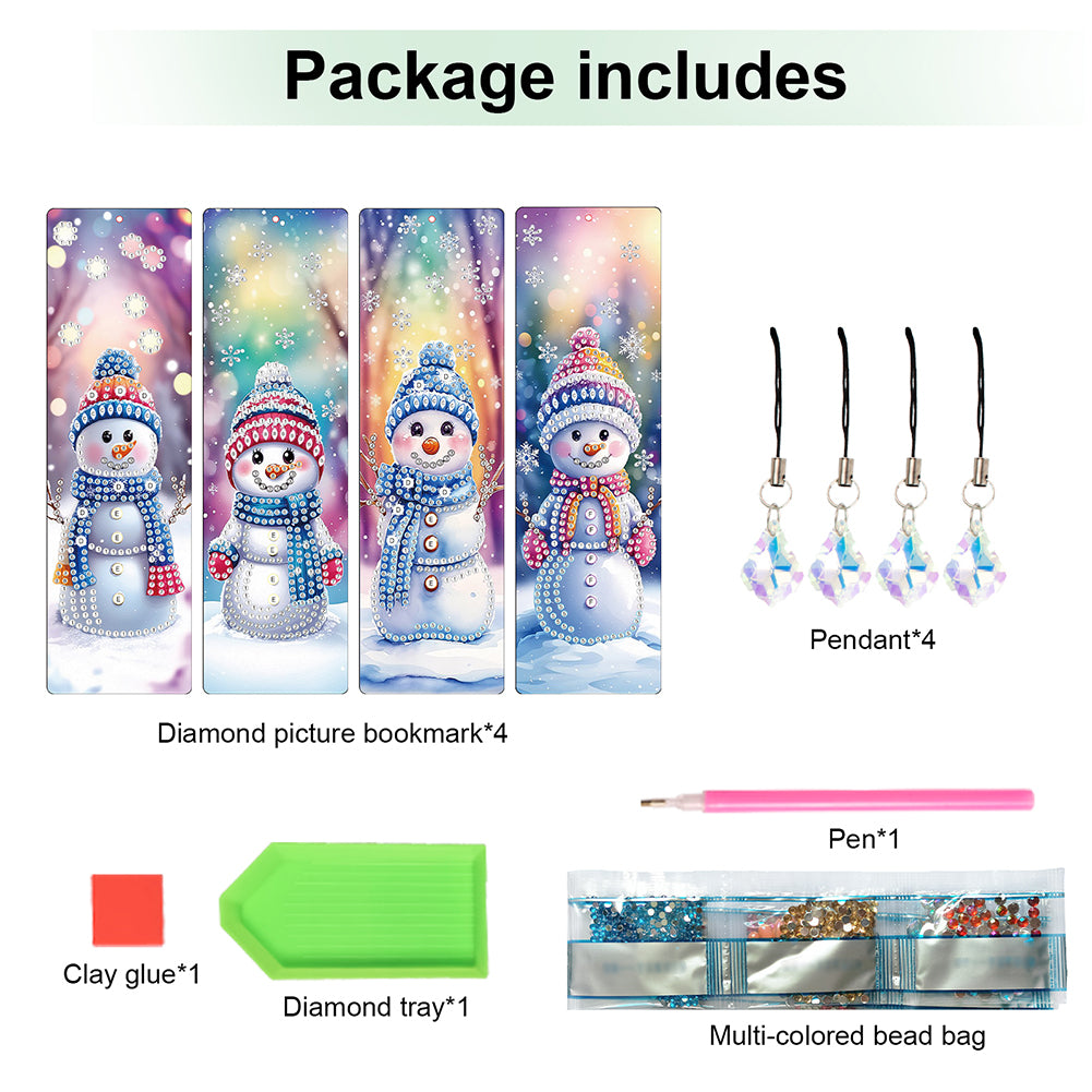 Christmas Winter Diamond Painting Diary Book with Crystal Pendant Bookmark Gifts