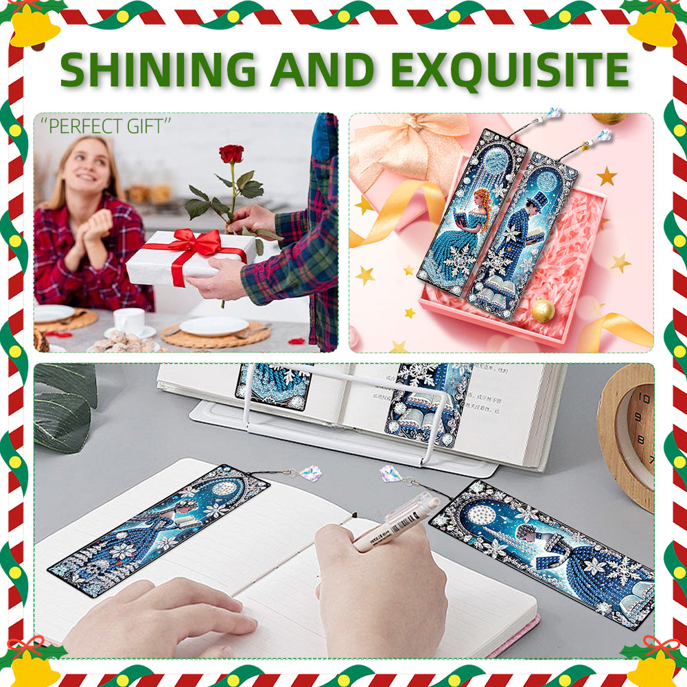 Christmas Winter Diamond Painting Diary Book with Crystal Pendant Bookmark Gifts