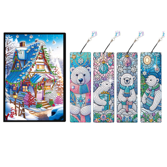 Christmas Winter Diamond Painting Diary Book with Crystal Pendant Bookmark Gifts