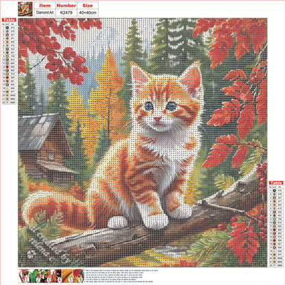 Autumn Cat - Full Round Drill Diamond Painting 40*40CM