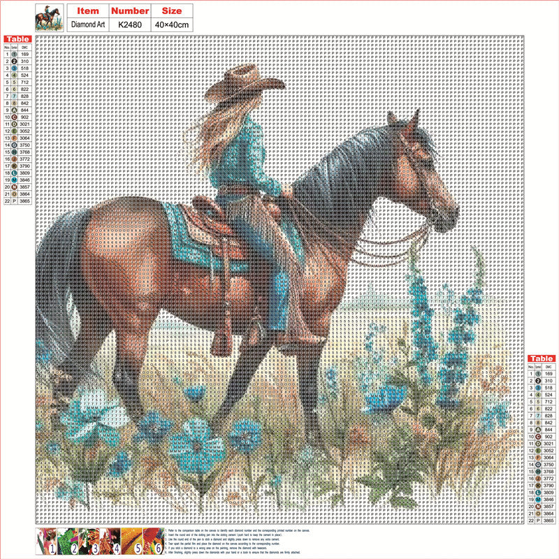 Cowboy Girl On Horseback - Full Round Drill Diamond Painting 40*40CM