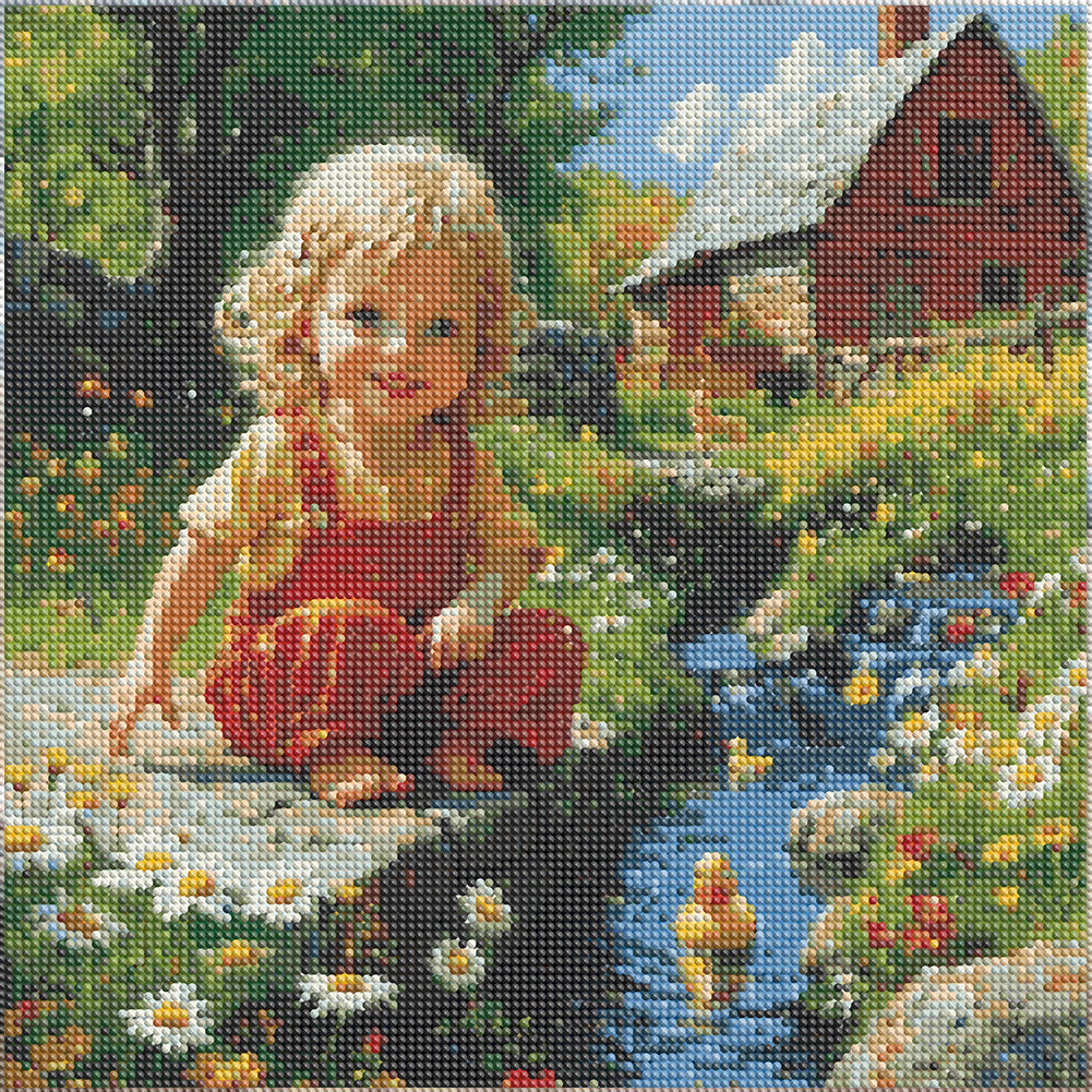 Cute Little Girl - Full Round Drill Diamond Painting 40*40CM