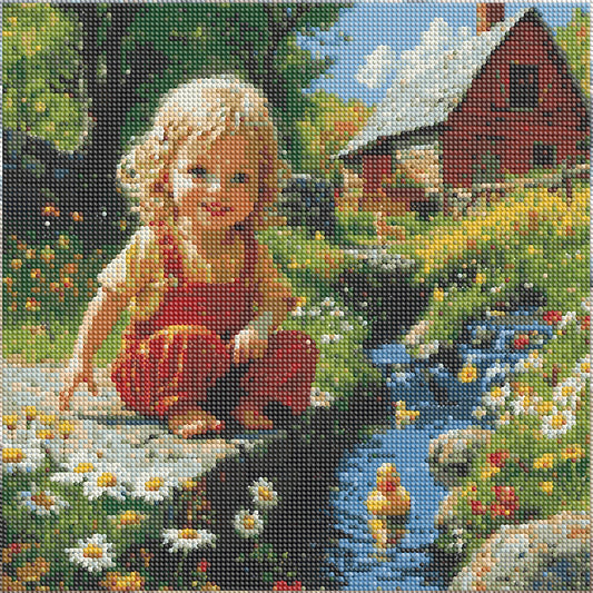 Cute Little Girl - Full Round Drill Diamond Painting 40*40CM