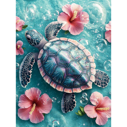 Flower Turtle - Full Round Drill Diamond Painting 30*40CM