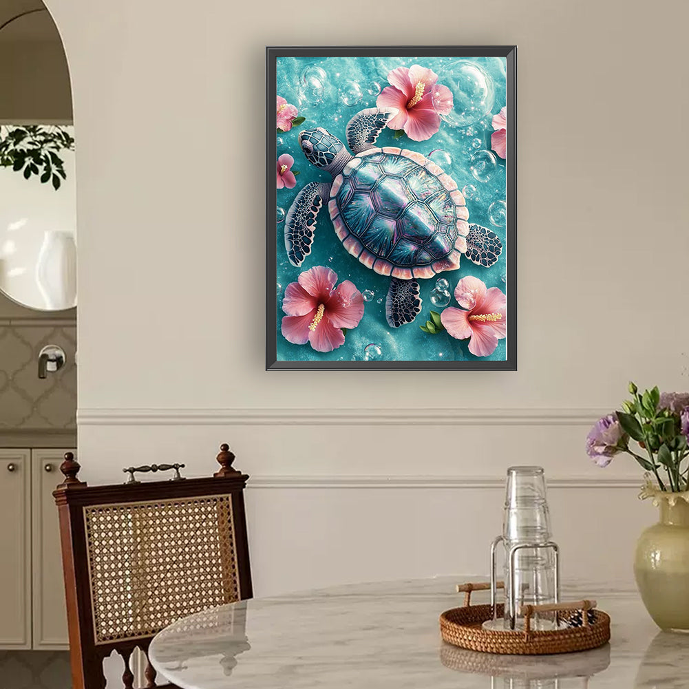 Flower Turtle - Full Round Drill Diamond Painting 30*40CM