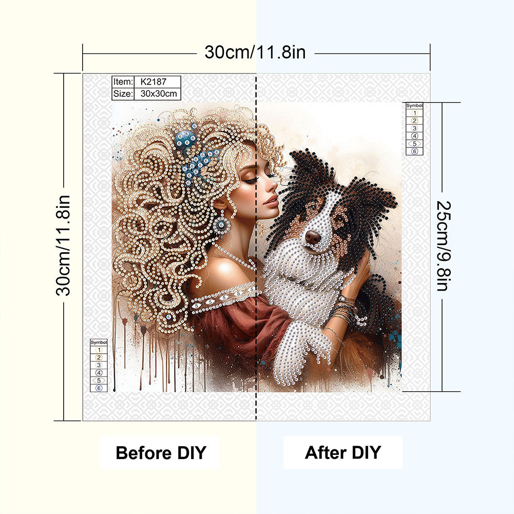 Girl And Puppy - Special Shaped Drill Diamond Painting 30*30CM