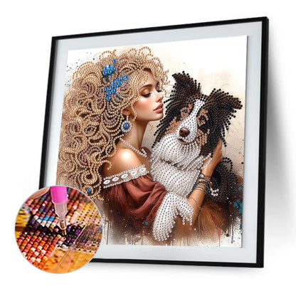 Girl And Puppy - Special Shaped Drill Diamond Painting 30*30CM