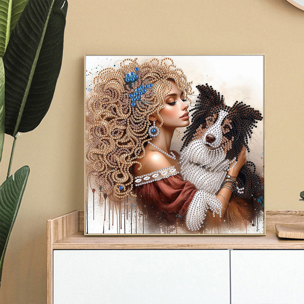 Girl And Puppy - Special Shaped Drill Diamond Painting 30*30CM