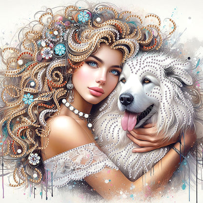 Girl And Puppy - Special Shaped Drill Diamond Painting 30*30CM