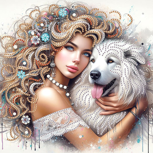 Girl And Puppy - Special Shaped Drill Diamond Painting 30*30CM