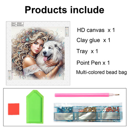 Girl And Puppy - Special Shaped Drill Diamond Painting 30*30CM