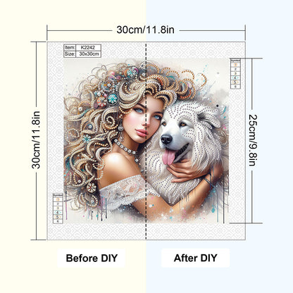 Girl And Puppy - Special Shaped Drill Diamond Painting 30*30CM