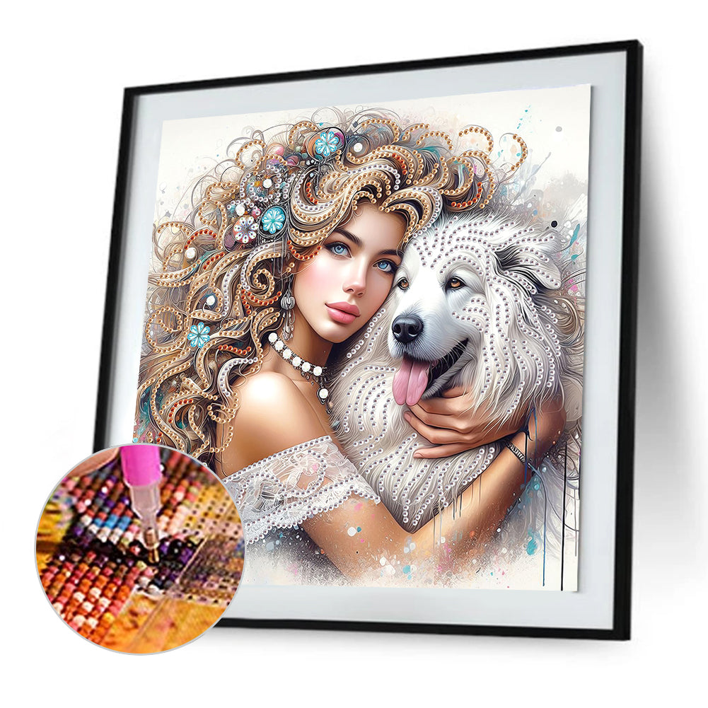 Girl And Puppy - Special Shaped Drill Diamond Painting 30*30CM