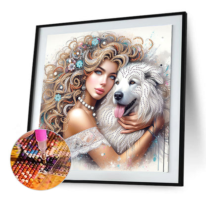 Girl And Puppy - Special Shaped Drill Diamond Painting 30*30CM