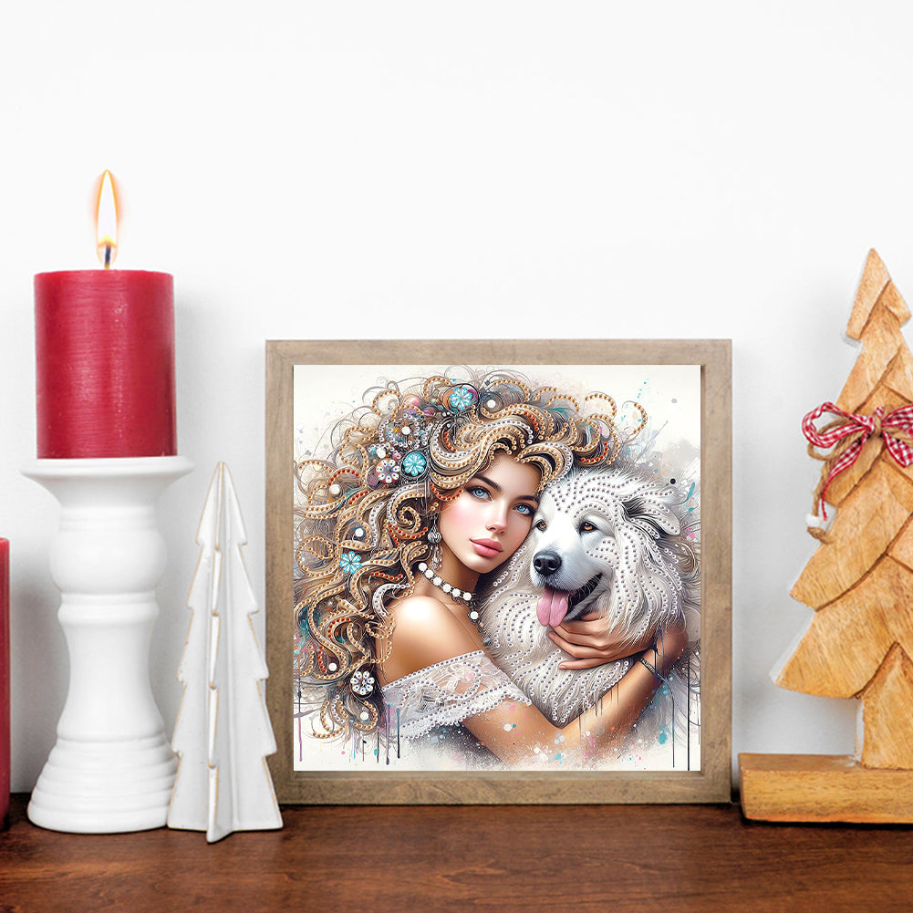 Girl And Puppy - Special Shaped Drill Diamond Painting 30*30CM