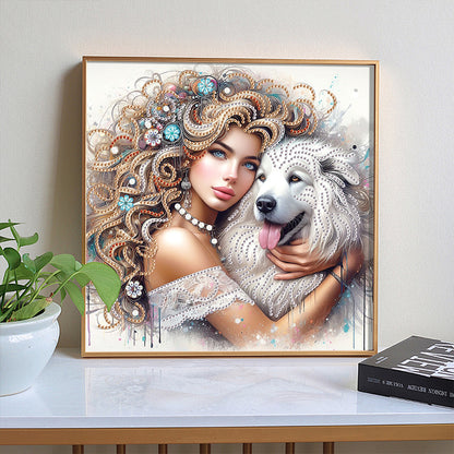 Girl And Puppy - Special Shaped Drill Diamond Painting 30*30CM