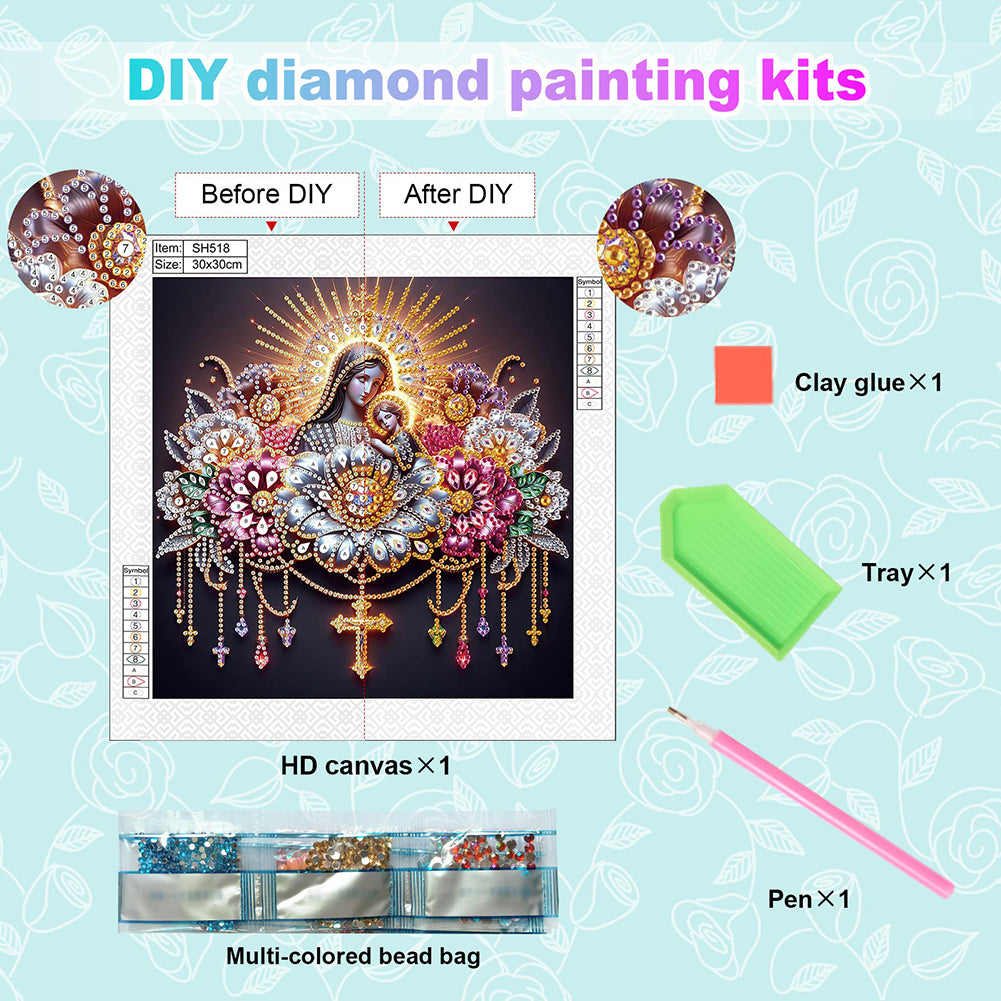 Religion Madonna - Special Shaped Drill Diamond Painting 30*30CM