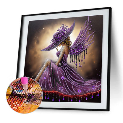 Elegant Lady In Top Hat - Special Shaped Drill Diamond Painting 30*30CM