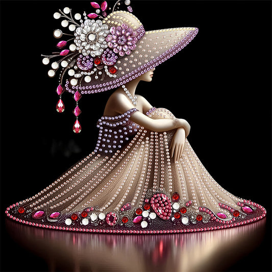 Elegant Lady In Top Hat - Special Shaped Drill Diamond Painting 30*30CM