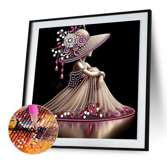 Elegant Lady In Top Hat - Special Shaped Drill Diamond Painting 30*30CM