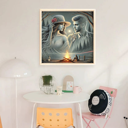 Bonfire And Couple - 11CT Stamped Cross Stitch 45*45CM