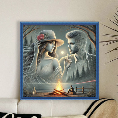 Bonfire And Couple - 11CT Stamped Cross Stitch 45*45CM