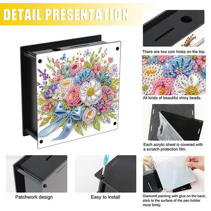 Cat Diamond Painting Money Saving Box Diamond Painting Change Holder Case Decors