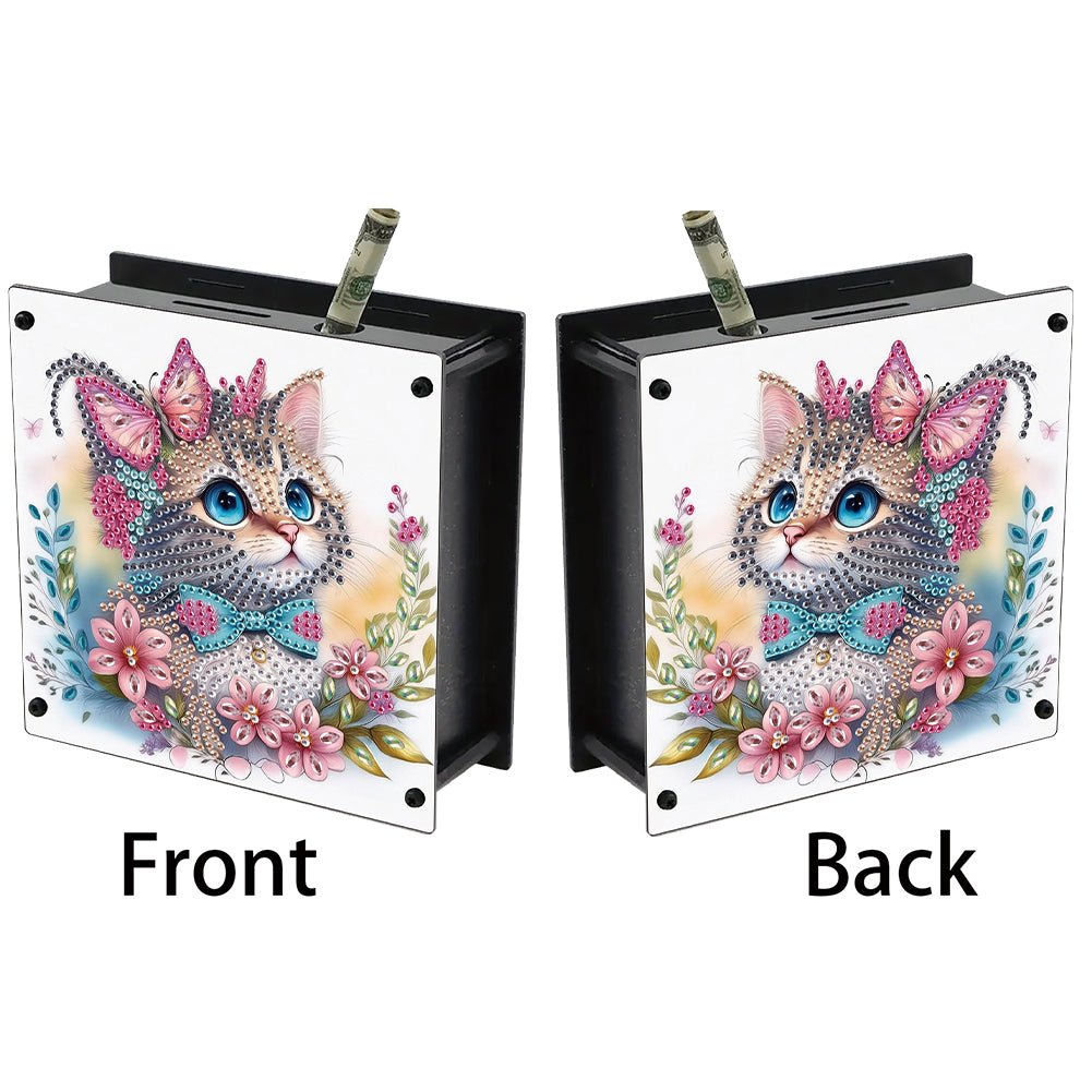 Cat Diamond Painting Money Saving Box Diamond Painting Change Holder Case Decors