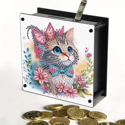 Cat Diamond Painting Money Saving Box Diamond Painting Change Holder Case Decors