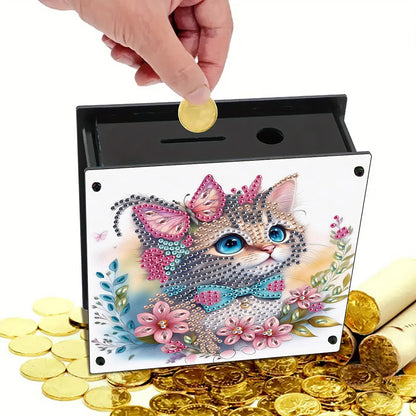 Cat Diamond Painting Money Saving Box Diamond Painting Change Holder Case Decors