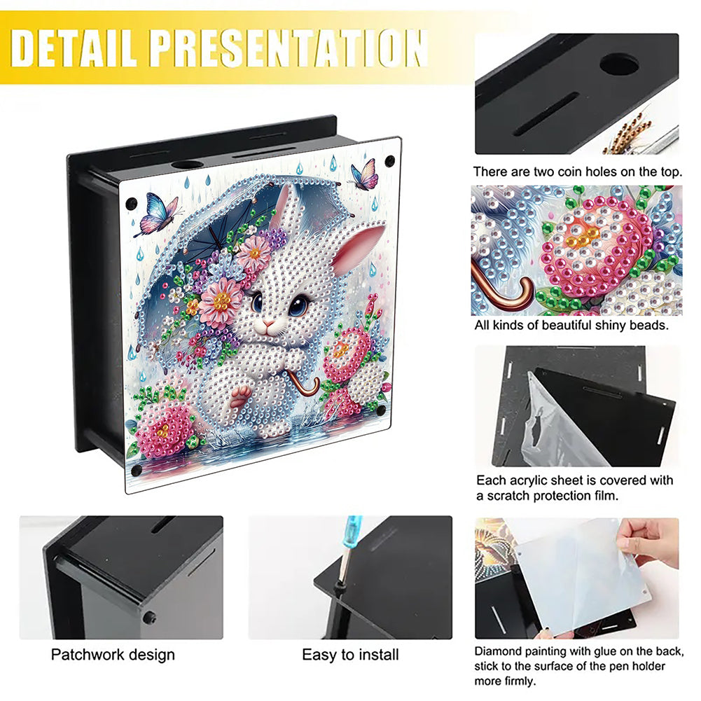 Cat Diamond Painting Money Saving Box Diamond Painting Change Holder Case Decors