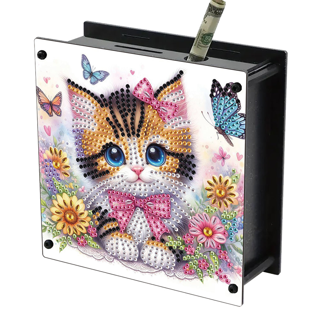 Cat Diamond Painting Money Saving Box Diamond Painting Change Holder Case Decors