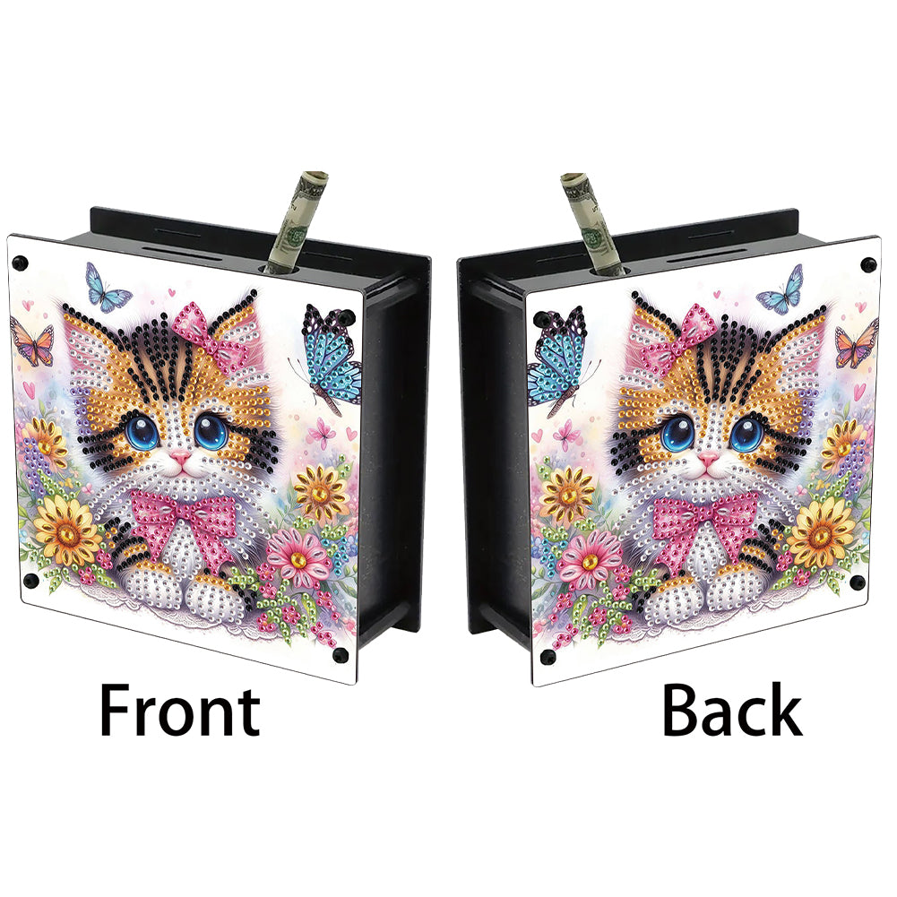 Cat Diamond Painting Money Saving Box Diamond Painting Change Holder Case Decors