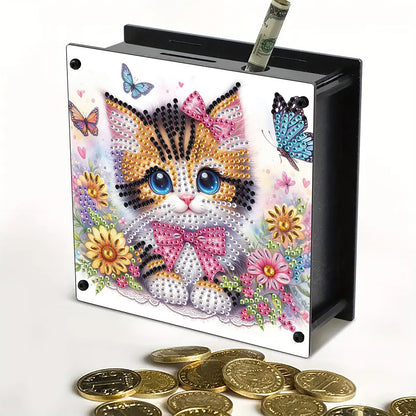 Cat Diamond Painting Money Saving Box Diamond Painting Change Holder Case Decors