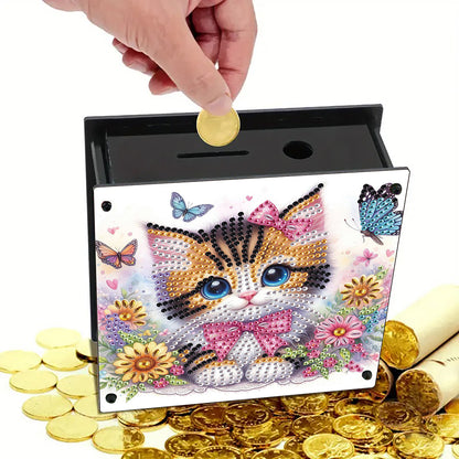 Cat Diamond Painting Money Saving Box Diamond Painting Change Holder Case Decors
