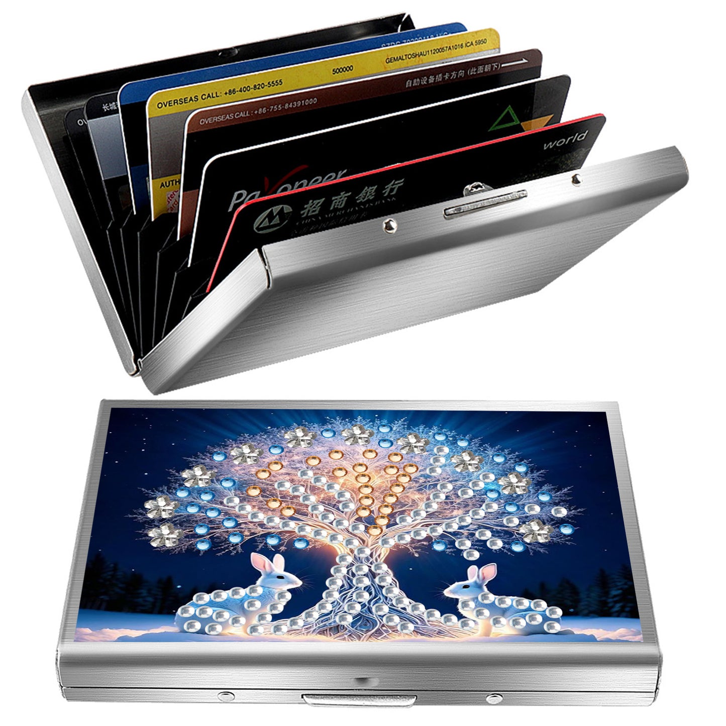 Diamond Painting Credit Card Holder Tree Business Card Holder for Outdoor Travel